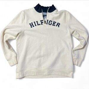 Large Cream and navy‎ 3/4 zip Tommy
Hilfiger sweatshirt